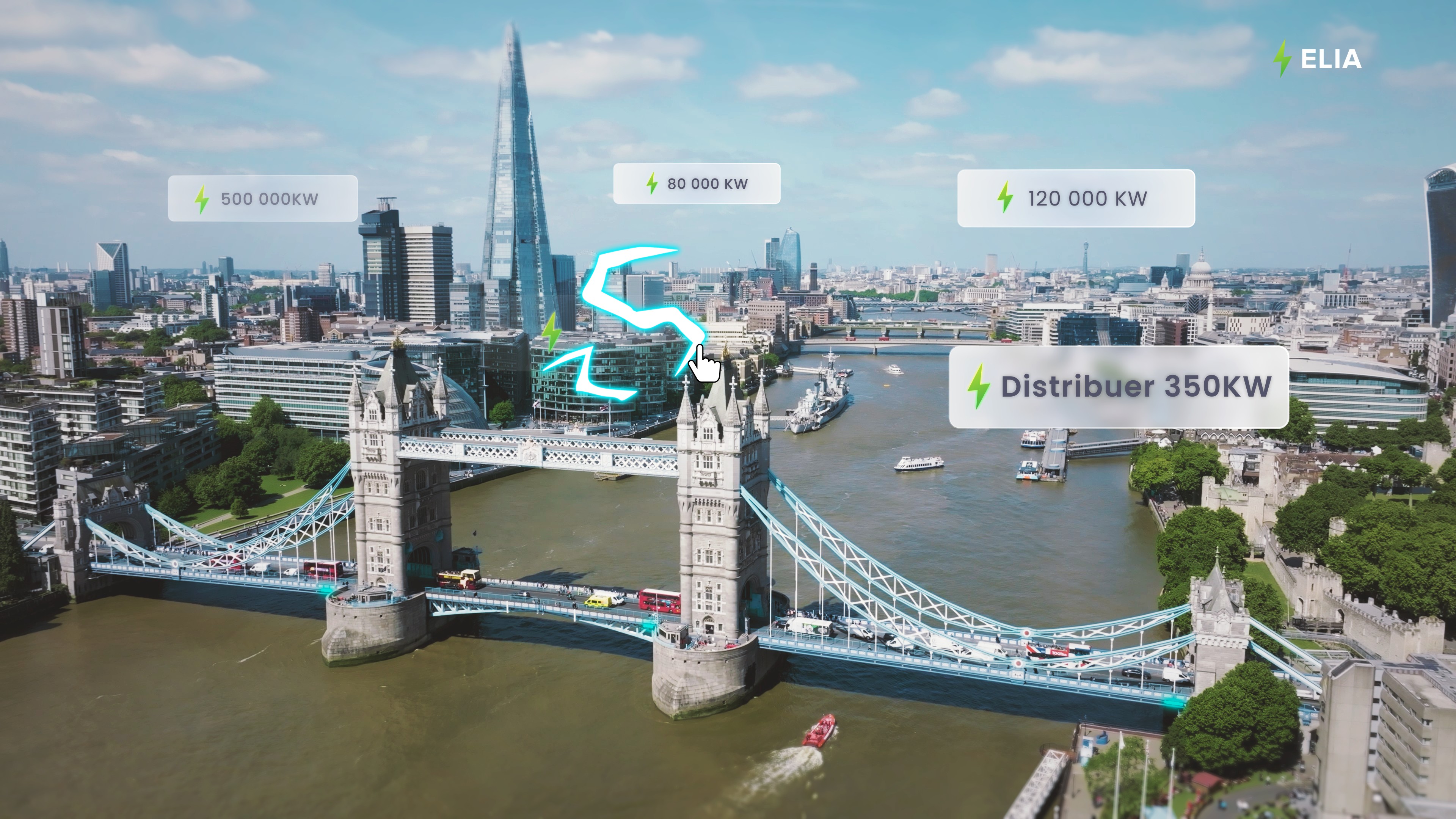 Ecran avec plan réel et effets graphiques animés.