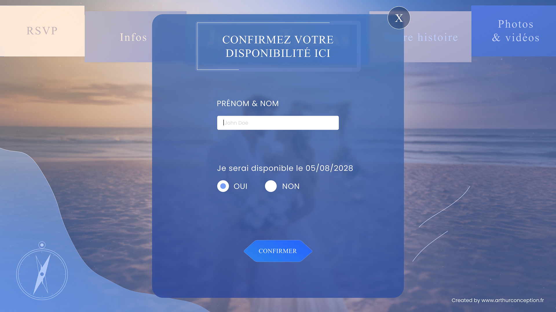 Site web mariage theme mer.