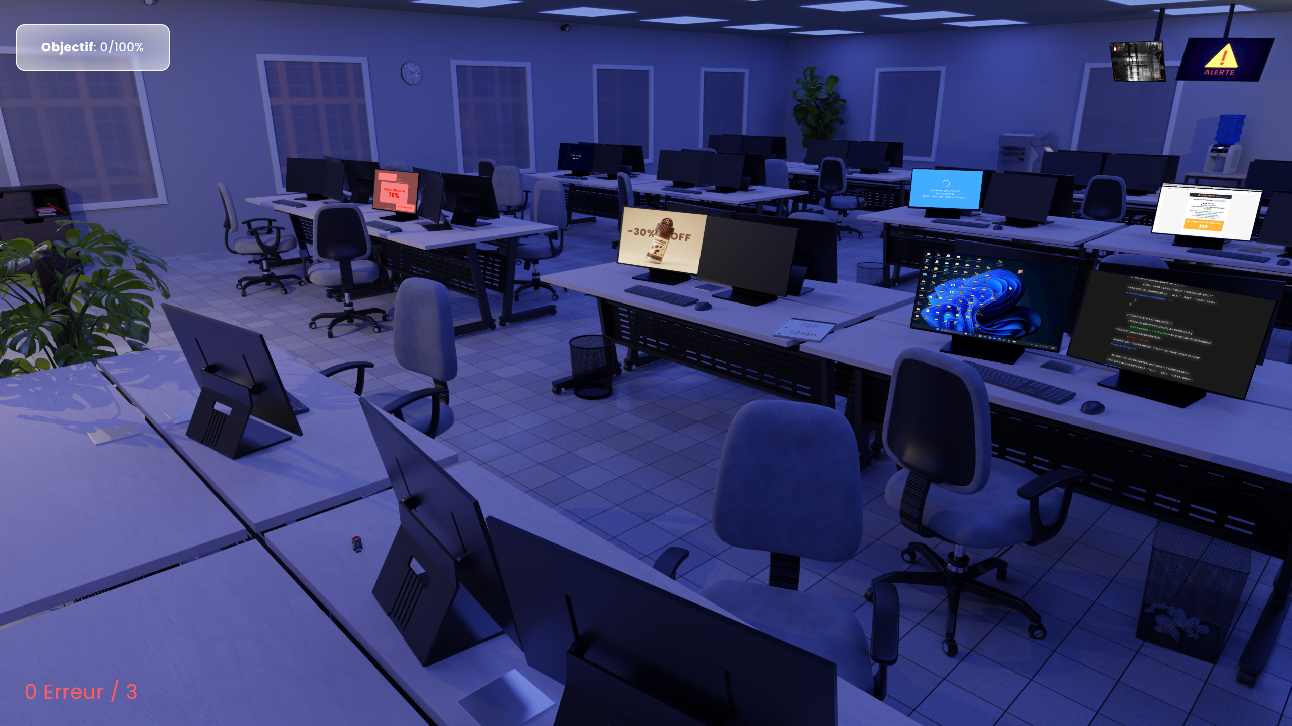 Scène 3D du serious game.